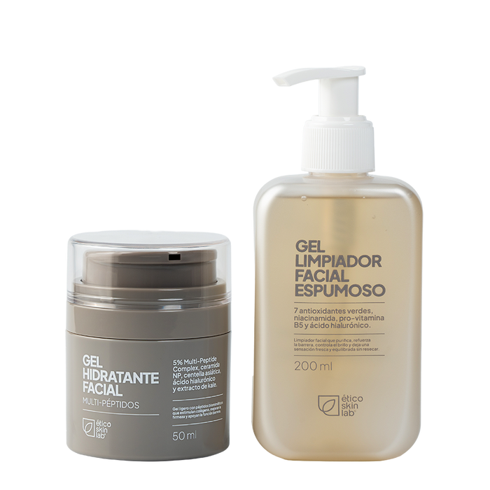 Kit Rutina Esencial (Gel Hidratante Multi-Péptidos + Gel Limpiador Espumoso)
