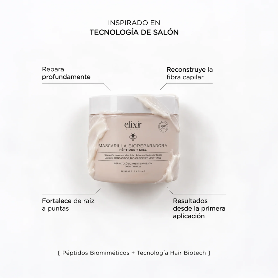Mascarilla Capilar Bio-Reparadora Péptidos + Miel (300ml)