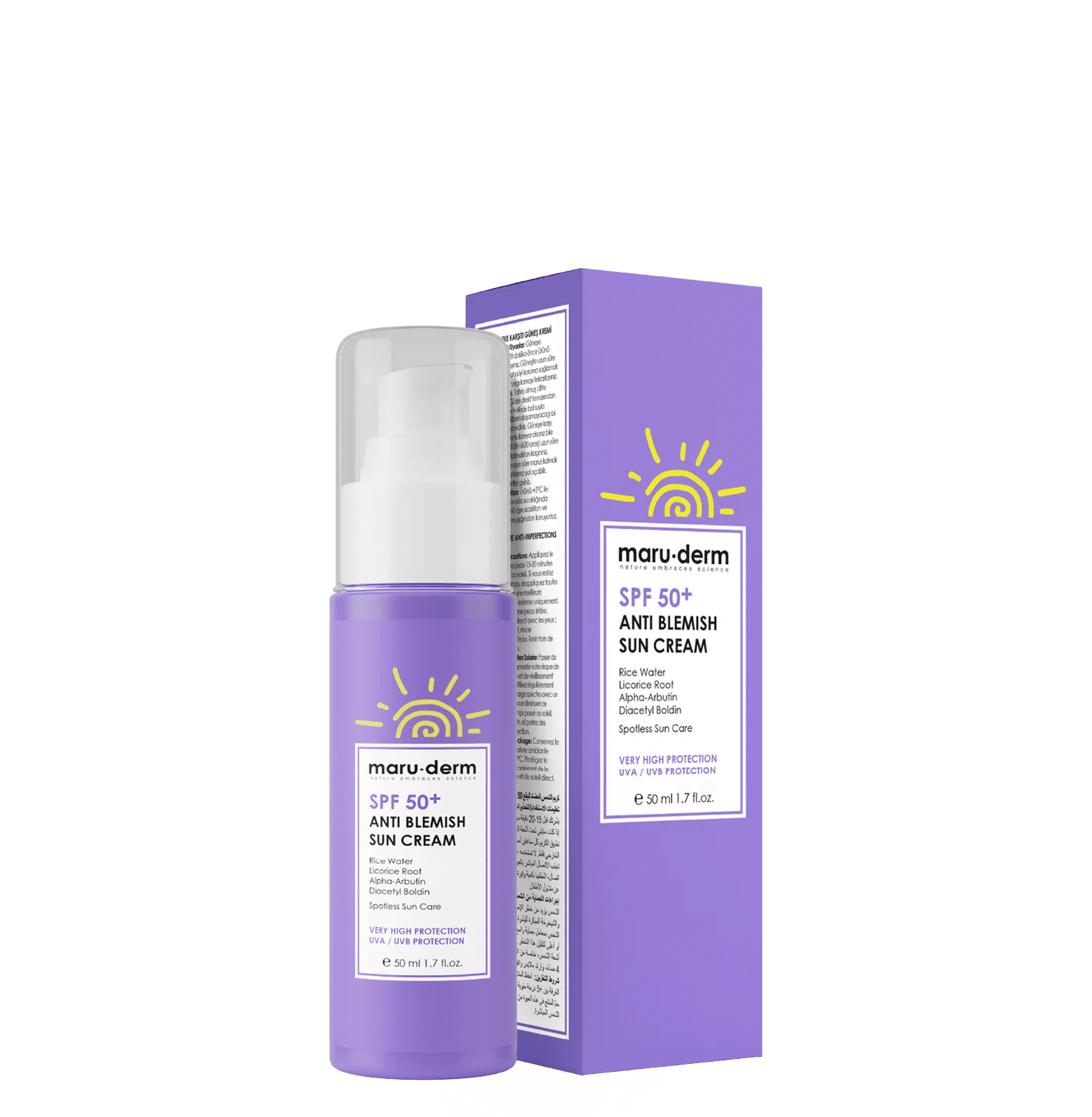 Protector Solar Maru Derm Anti-Imperfecciones SPF 50+ PA ++++ con Niacinamida (50ml)